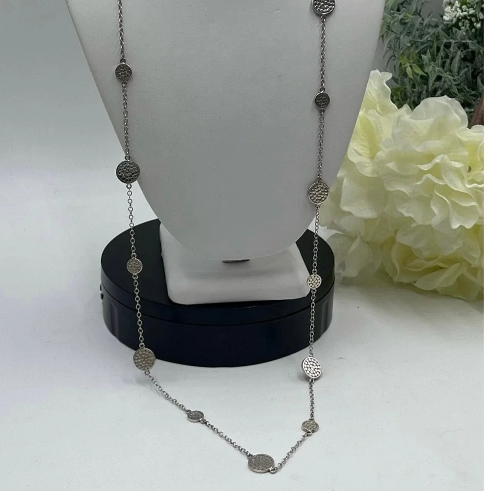 Anna Beck Sterling Silver Bali Long Dotted Multi-Disc Station Necklace‎ Toggle